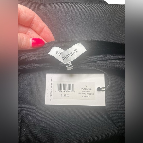 WeWoreWhat Black Halter Midi Dress Size Large NWT - Picture 6 of 6